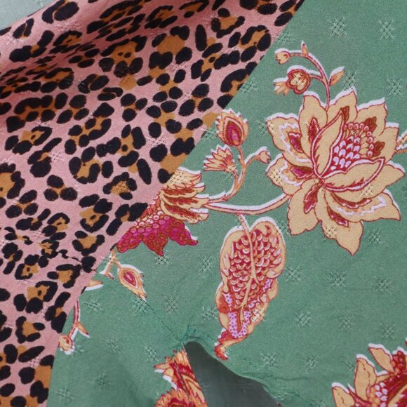 Kachel X Anthropologie Leopard Floral Kimono Womens OS Green Boho Eclectic Gypsy - Picture 7 of 16